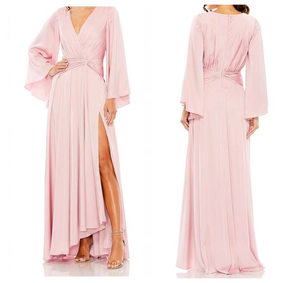 Ieena Mac Duggal size 16 Dusty Rose Pink Satin Long Formal Dress New 55993 - Picture 1 of 6